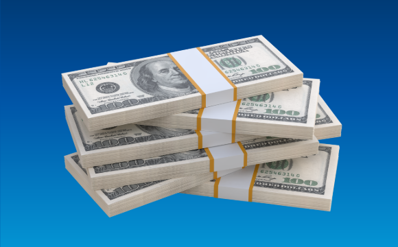 A stack of one hundred dollar bills