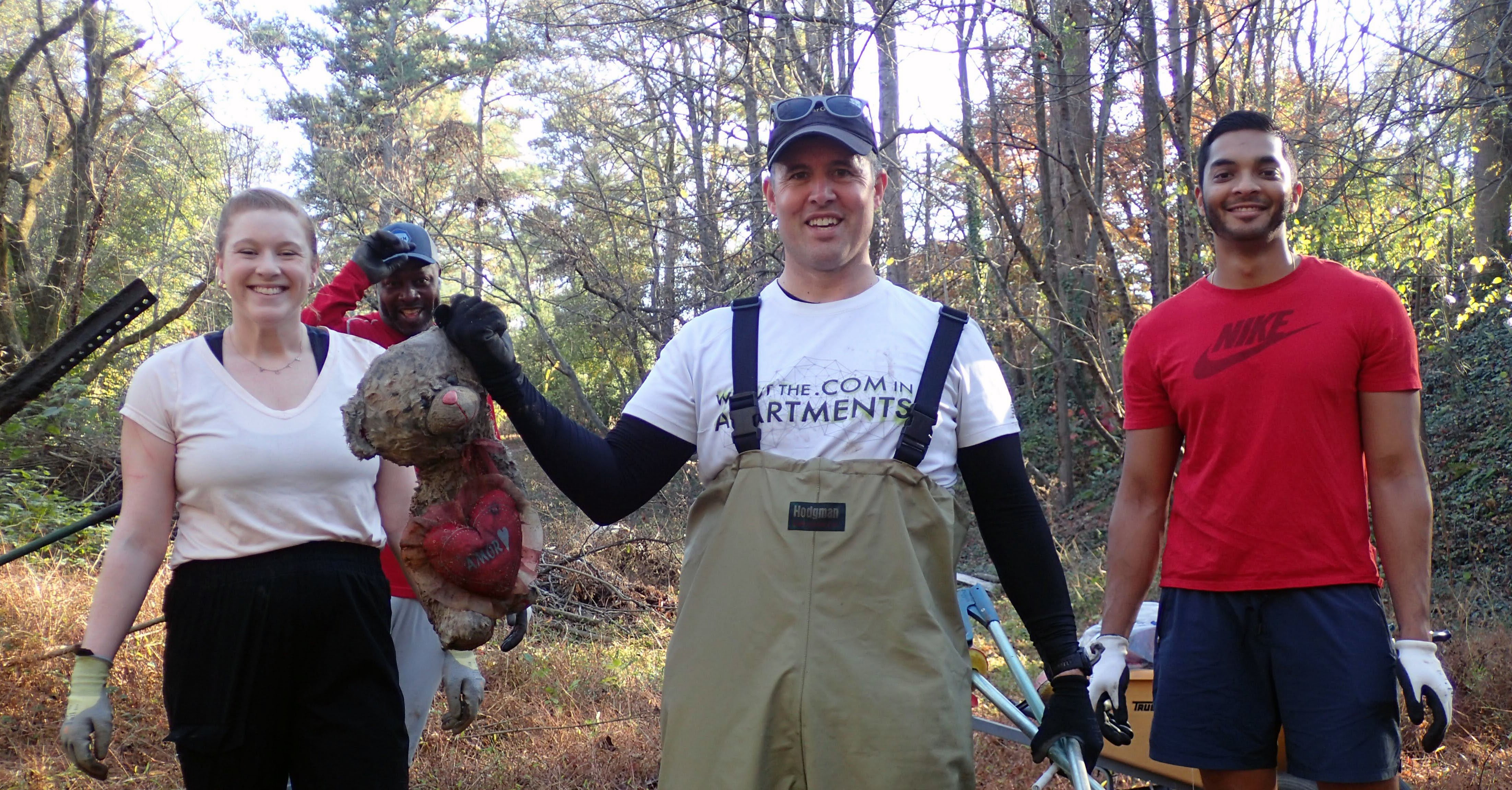 Mark McDonald at River Clean Up with Colleagues Laura Richards and Vishal Khana