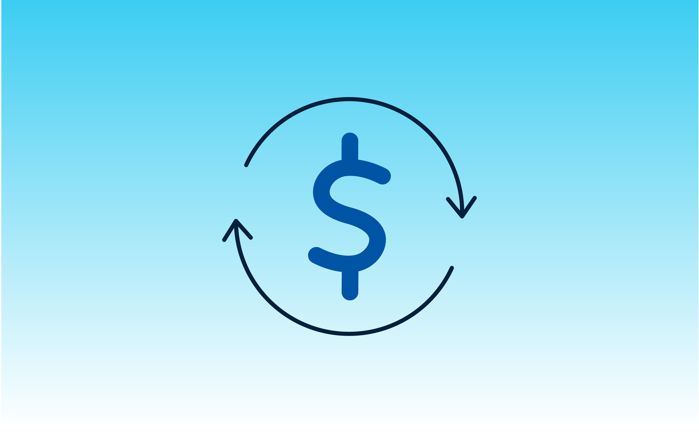 Illustration of a dollar sign inside a circle of rounded arrows that symbolizes transactions