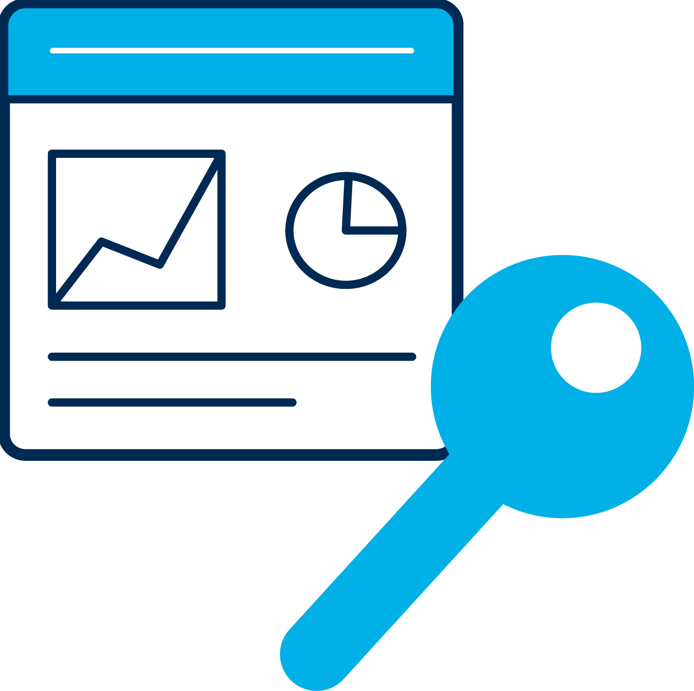 Illustration of a computer screen with graphs. A key is over the screen to represent security.
