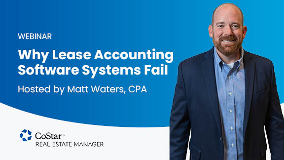 Webinar title slide for Why Lease Accounting Software Systems Fail