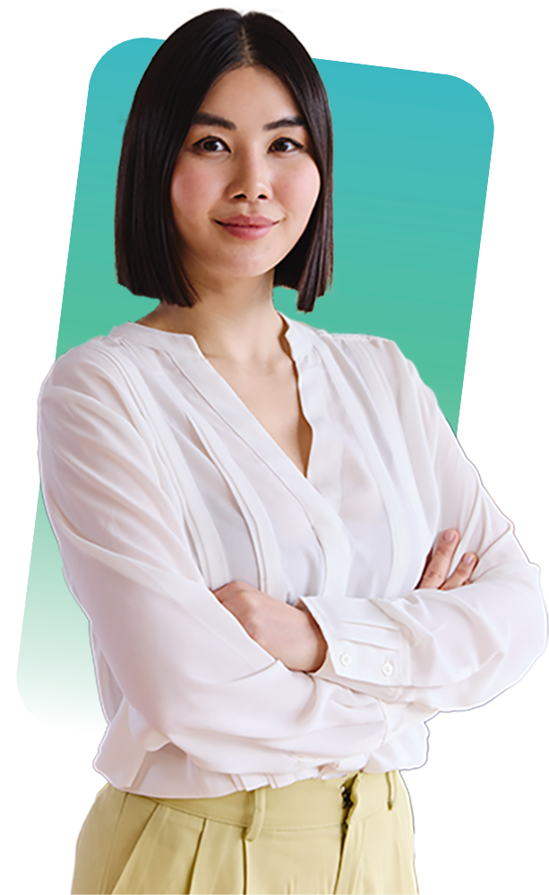Confident Asian woman poses with her arms crossed Confident Asian woman poses with her arms crossed